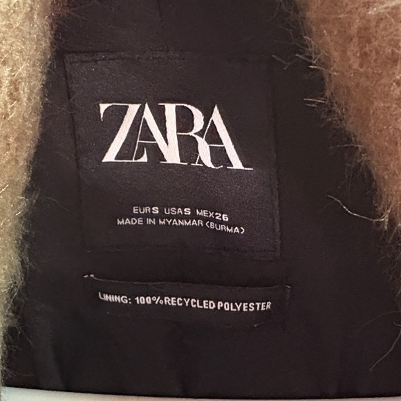 ZARA Faux Fur Teddy Tie Waist Coat Camel Small - Picture 2 of 16